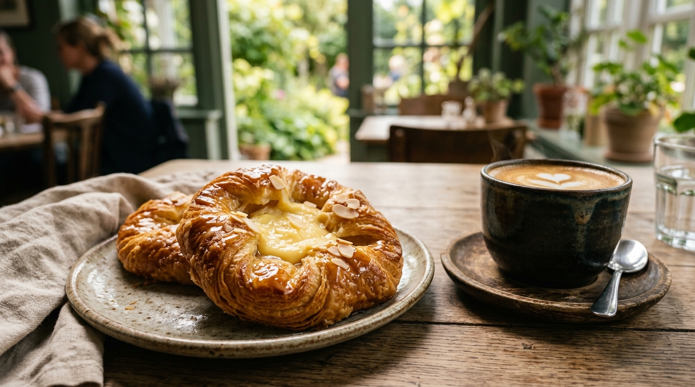 Authentic freshly baked Danish pastry and artisan coffee