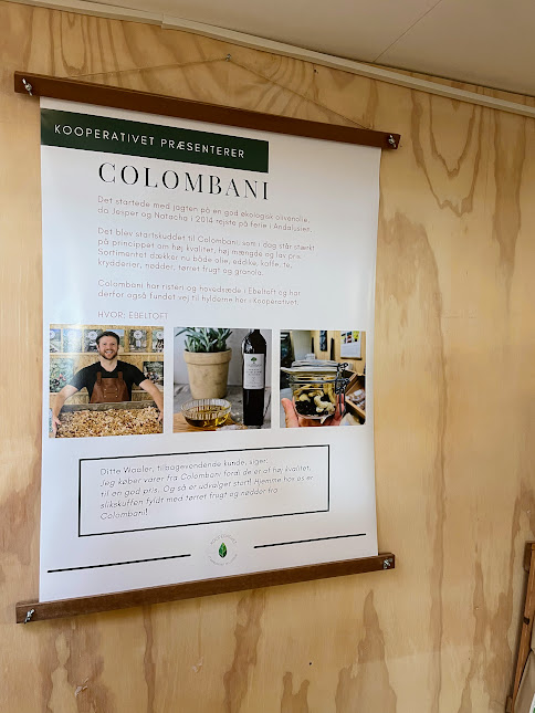 Plakat for Colombani økologisk olivenolie i Kooperativet