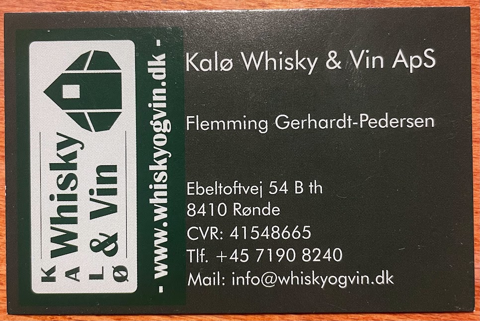Visitkort for Kalø Whisky og Vin ApS og Flemming Gerhardt-Pedersen